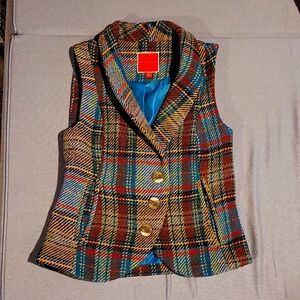 Modcloth plaid buttoned vest